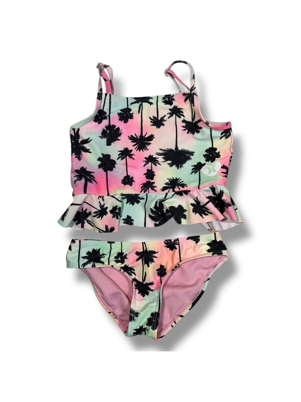 Hurley Girl’s Tankini Swimsuit Set Palm Tree Multi Size 4